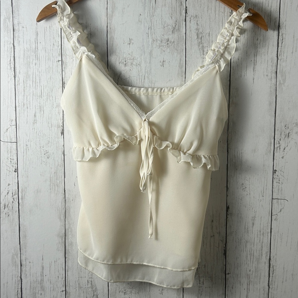 SHEIN Cream Camisole with Ruffle Detail size extra small coquette feminine sweet